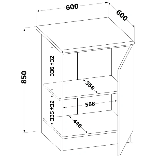 Шкаф Сокол напольный ТК-06 600x600x850 Дуб Сонома