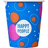 Стакан одноразовый бум односл. 250 мл d-80мм Happy People МИКС  50шт/уп