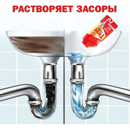 Средство для прочистки труб TIRET TURBO гель, 1л