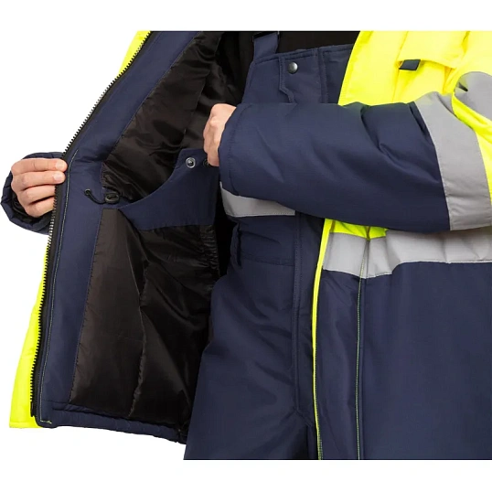 Куртка зимняя мужская зс04-КУ 48-50/182-188 флуоресц.жёлтый/син