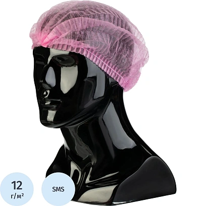 Шапочка Шарлотта неткан. розовая, пл 12г 48 см Комус, 100шт/уп