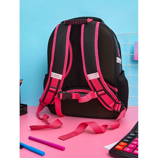 Ранец Комус Класс Stright Котэ Сама по себе, черный, 2 отд, эргоном. Спинка