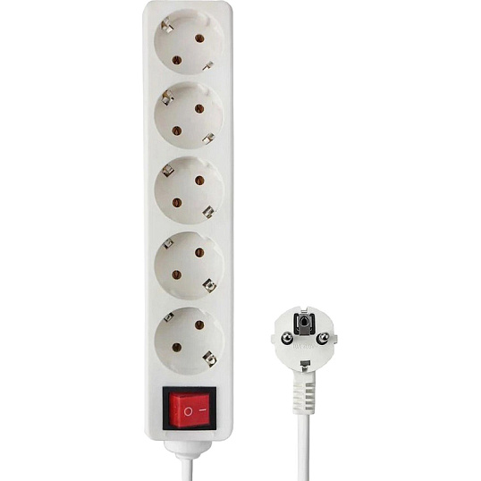 Удлинитель Гарнизон ELB-G5-W-7 5р/7м, 16А, с выкл. и зазем., белый
