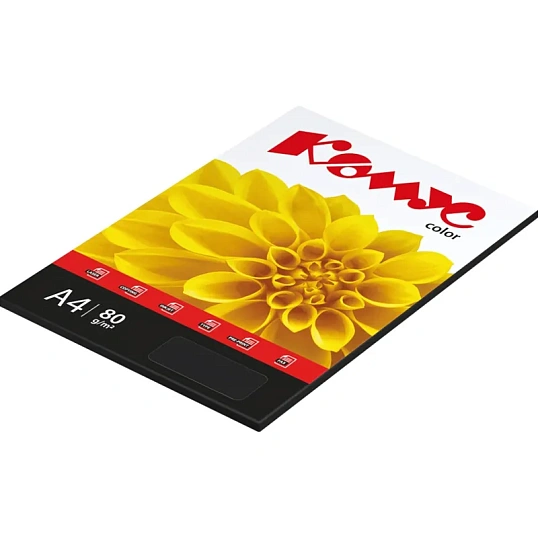 Бумага цветная Комус Color (черный интенсив), 80г, А4, 50 л.