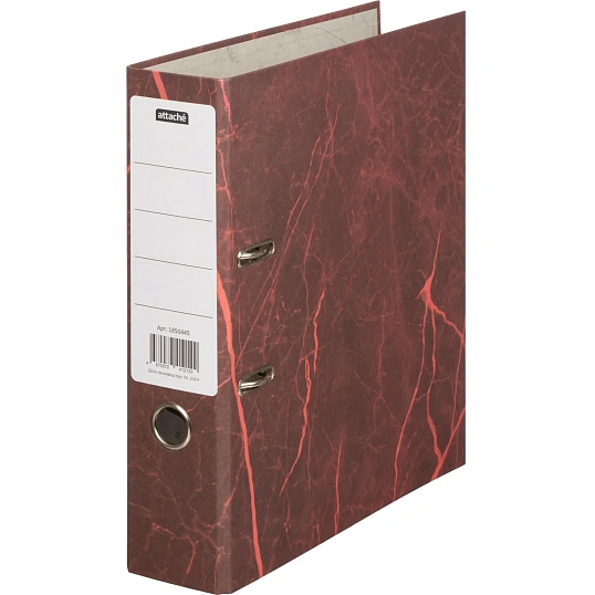 Папка-регистратор 75мм  нов мрам А4 красн бум/бум б/мет угол