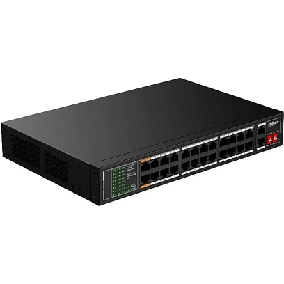 Коммутатор DAHUA (DH-SF1026LP) 24xRJ45 100Mb PoE, 2xRJ45 1Gb