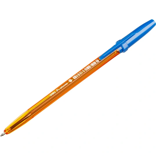 Ручка шариковая неавтомат. Deli P1-Orange EQ6T, пулев.нак,0.7мм,син.черн