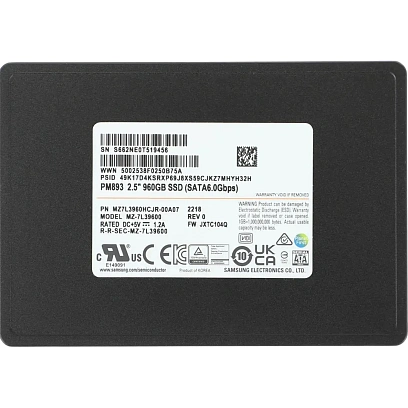 SSD накопитель Samsung PM893 960GB 2.5 SATA3 MZ7L3960HCJR-00A07