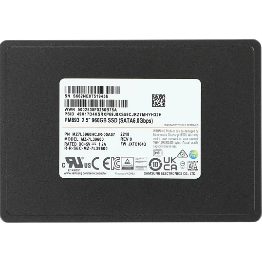 SSD накопитель Samsung PM893 960GB 2.5 SATA3 MZ7L3960HCJR-00A07