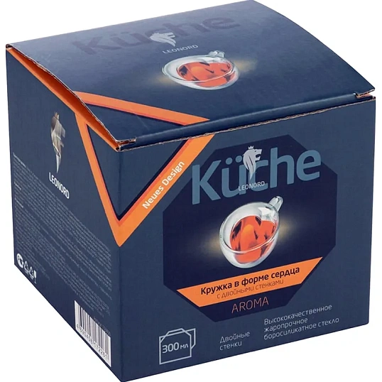 Кружка в форме сердца AROMA 300 мл из боросилика стекла ,103490