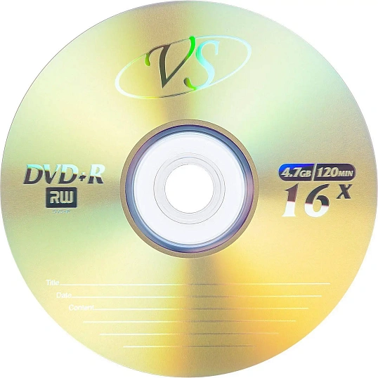 Носители информации DVD+R, 16x, VS, Slim/5, VSDVDPRSL501