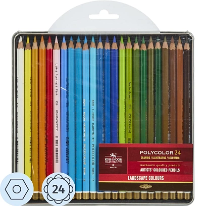 Карандаши цветные худож POLYCOLOR Пейзаж 24цв/наб мет.кор. 3824024015PL