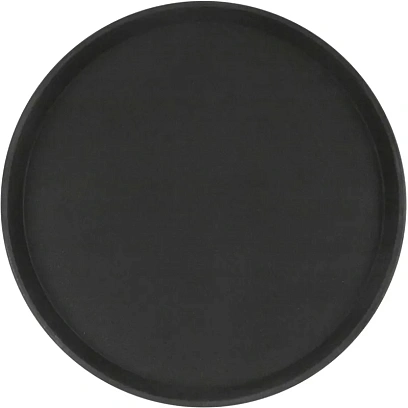Поднос прорезин.кругл.16'' 40см черный, кт939