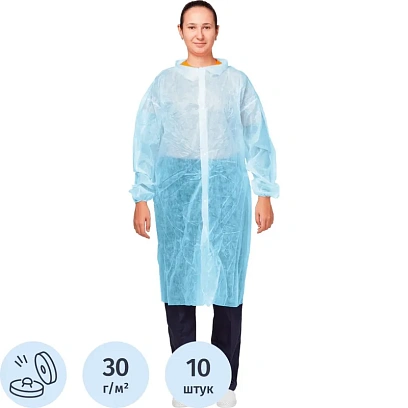 Халат на кнопках (30 гр) XXL голубой (10 шт/упак)