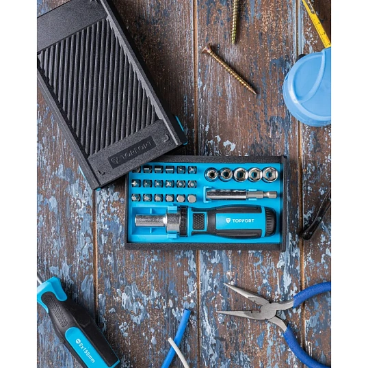 Отвертка с набором бит, 25 предметов TOPFORT (569225)