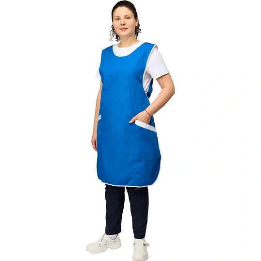 Фартук сарафан Маркет Мастер  цвет васильковый/белый