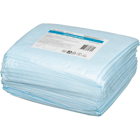 Простыня 200x80, смс, голубой, 20шт/уп, штучно, 02-932