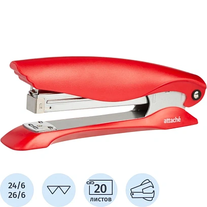 Степлер Attache №24/6 до 20л. увелич. глубина закладки красн антистеп