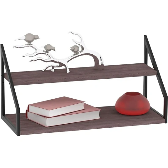 Полка TI_настен/настоль Комус Онега-8 250х600 мет чер/ЛДСП ясень анкор тем