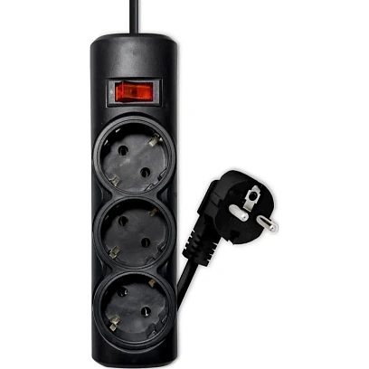 Сетевой фильтр PROGIX PG335 3р/2м/2,2кВт/10А заземление, черный, ПВС 3х0.75