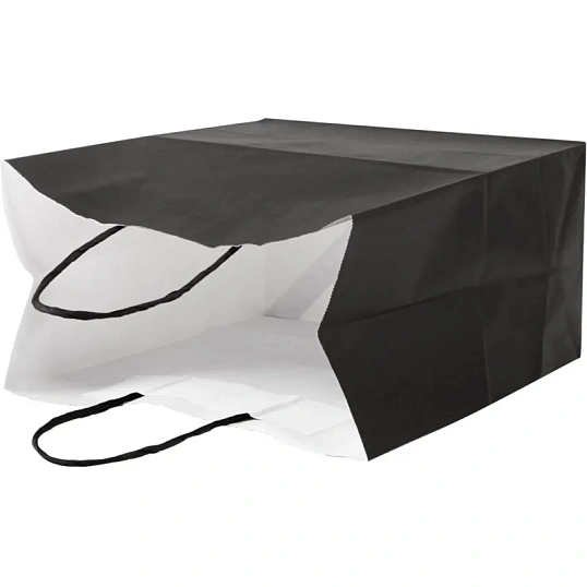 Пакет бумажный 240х140х280мм, 80 гр/м2,с кручеными ручками,чёрный,300 шт/уп