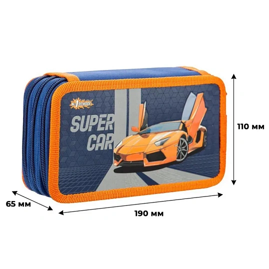 Пенал Комус Класс Super car 3 отд., выборочный лак, 190x110 мм, ПКК 12-19