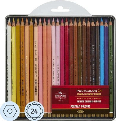 Карандаши цветные худож POLYCOLOR Портрет 24цв/наб мет.кор. 3824024014PL
