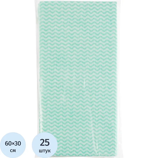 Салфетки хозяйственные SYR нетканое полотно 30х60см 25шт/уп зеленые 993499