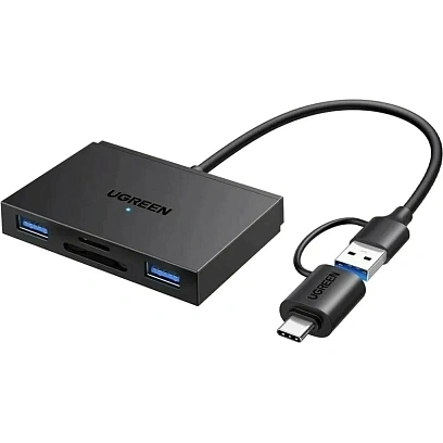 Картридер UGREEN CM812 (45167) 4-in-1 MicroSDxUSBxUSB-CxSDXCxSDHC черный