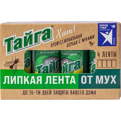 Средство от насекомых Тайга Хит! липкая лента от мух 4 шт /уп