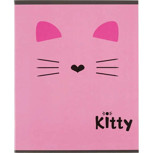 Тетрадь общая А5 48л Kitty роз,клет,скреп, ВД-лак