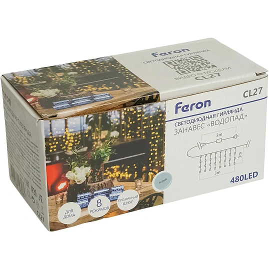 Гирлянда светодиодная Feron CL27 занавес 480LED 5000K 3x3м, контр., 48599