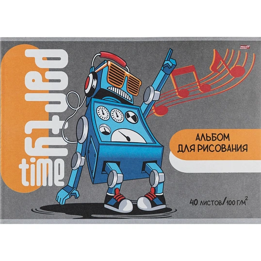 Альбом д/рисования А4 40л УДИВИТЕЛЬНЫЕ РОБОТЫ МИКС 2диз,скрепка40-9991