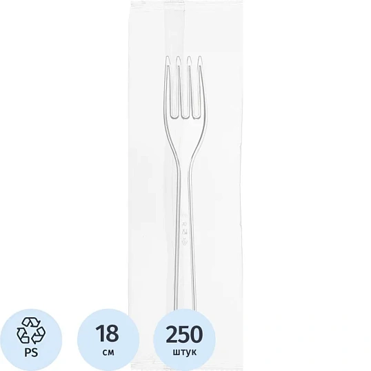 Набор столовых приборов №1 (вилка, прозрачная, 180 мм) 250шт/кор