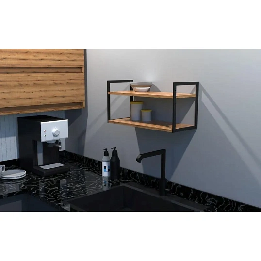 Полка TI_настен/настоль Комус Онега-6 250х600 мет чер/ЛДСП дуб вотан