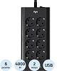 Сетевой фильтр AGNI 8р/2м,3USB,1TYPE-C 20W,черный(TP-FA4U8E-C-2m-black)