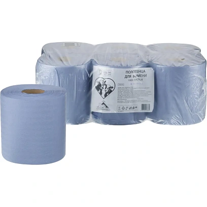 Бумага протирочная для вымени синяя 20х18см 1000л 6рул/уп