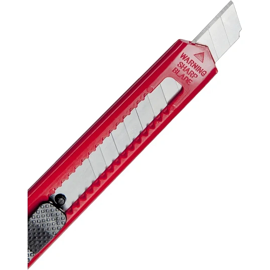 Нож канцелярский  9мм Attache с фиксатором, полибег, цв.красный