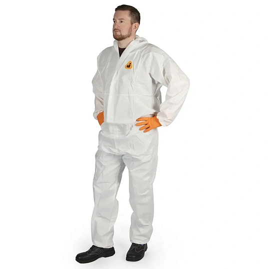 Комбинезон одноразовый (60г/м2)с кап.JetaSafety JPC50 Element Lite бел рXL