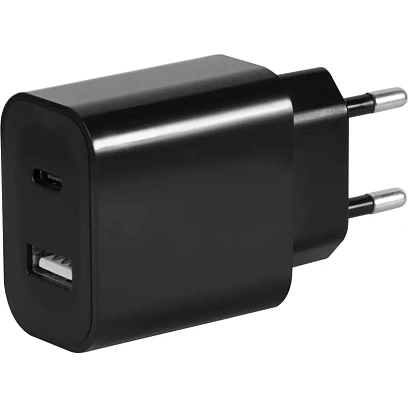 Зарядное устройство сетевое Red Line, USB+Type-C, 3A,PD 20W,чер,УТ000029980