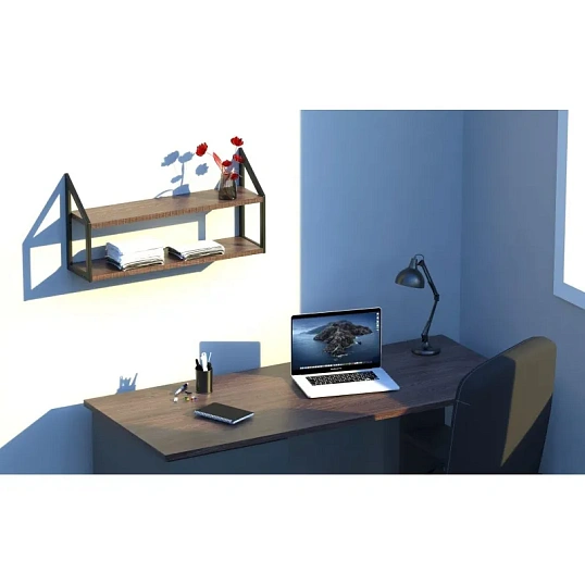 Полка TI_настен/настоль Комус Онега-8 150х600 мет чер/ЛДСП ясень анкор тем