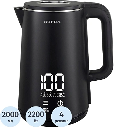 Чайник SUPRA KES-1888DP, 2л,2200ВТ, черный