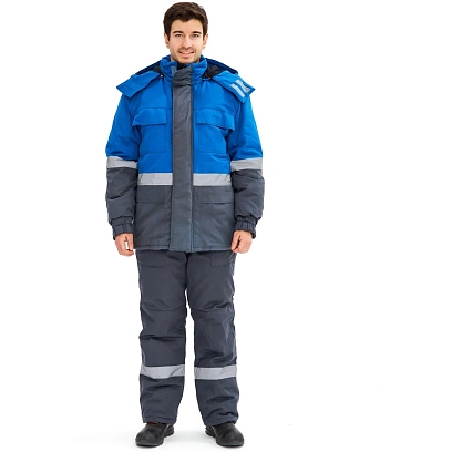 Костюм зим муж (куртка, пк) з09 СОП антистат сер/син 112-116/170-176