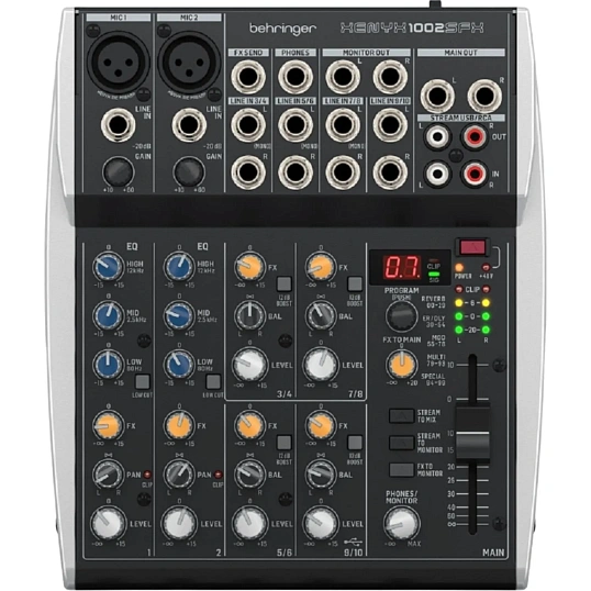 Микшерный пульт Behringer Xenyx 1002SFX, 10 канал., USB, процессор эффектов