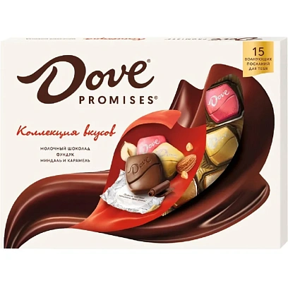 Конфеты шоколадные Dove Promises ассорти c фундук, миндал и карамел, 118 г