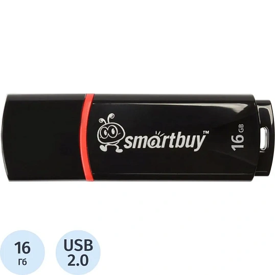 Флеш-память Smartbuy Crown, 16Gb, USB 2.0, чер, SB16GBCRW-K