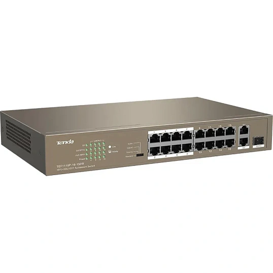 Коммутатор Tenda TEF1118P-16-150W PoE (130W) SFPx1 L2