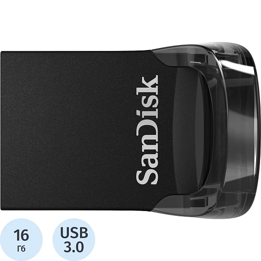 Флеш-память SanDisk Ultra Fit, 16Gb, USB 3.1/3.2 G1, чер, SDCZ430-016G-G46
