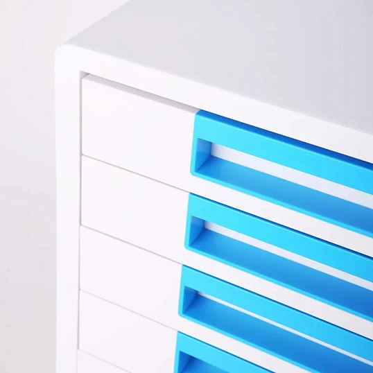 Бокс с выдвижными лотками Deli Rio EZ01033, 5 выдвижн лотков, белый/синий