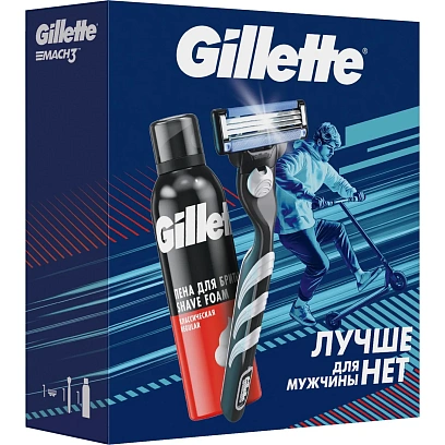 Подарочный набор бритва 1смен кас+GILLETTE Пена д/бритья Regular200мл